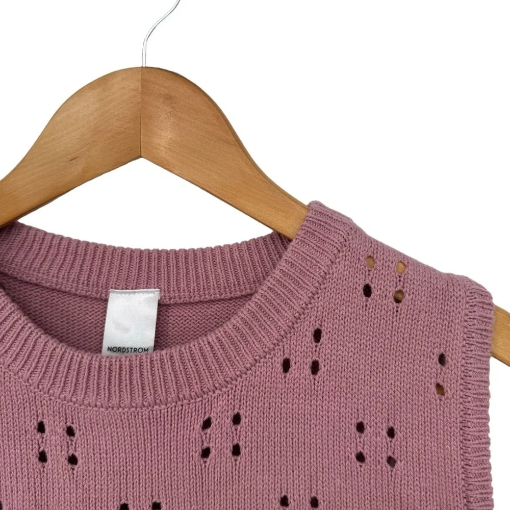 Nordstrom Girls’ Cotton Blend Sleeveless Knit Sweater Size XL‎ (14/16) Pink Prep